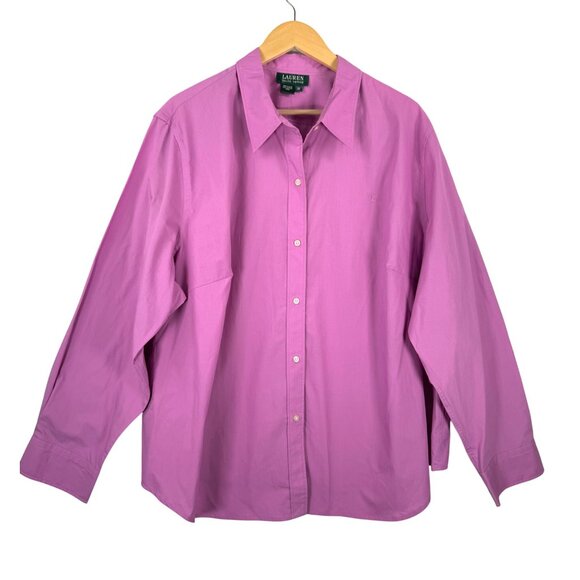 Lauren Ralph Lauren womens classic poplin button up shirt fuchsia sz 3X - Picture 1 of 5
